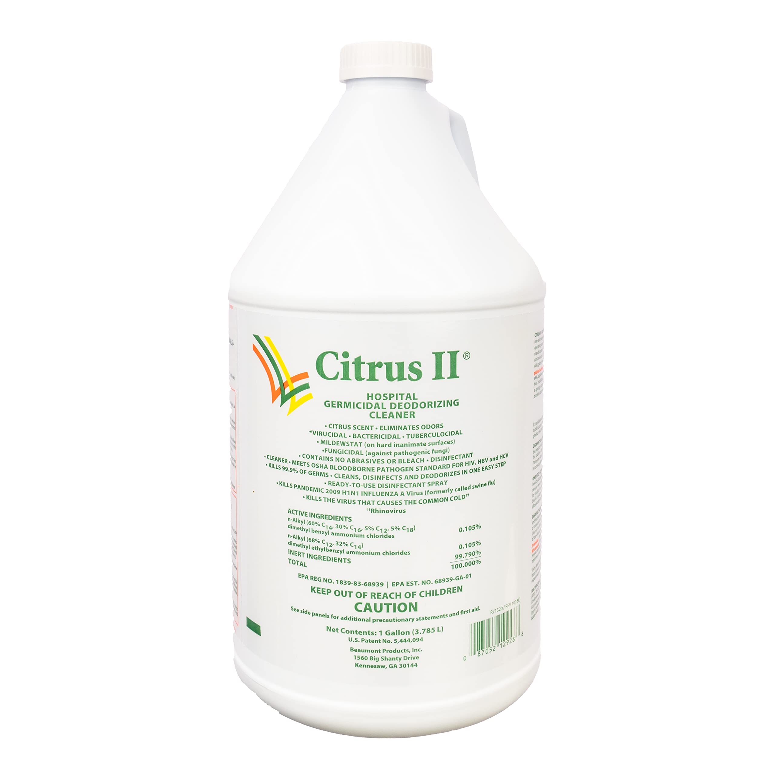 Citrus II Hospital Germicidal Deodorizing Cleaner Gallon Refill, 128 Fluid Ounce