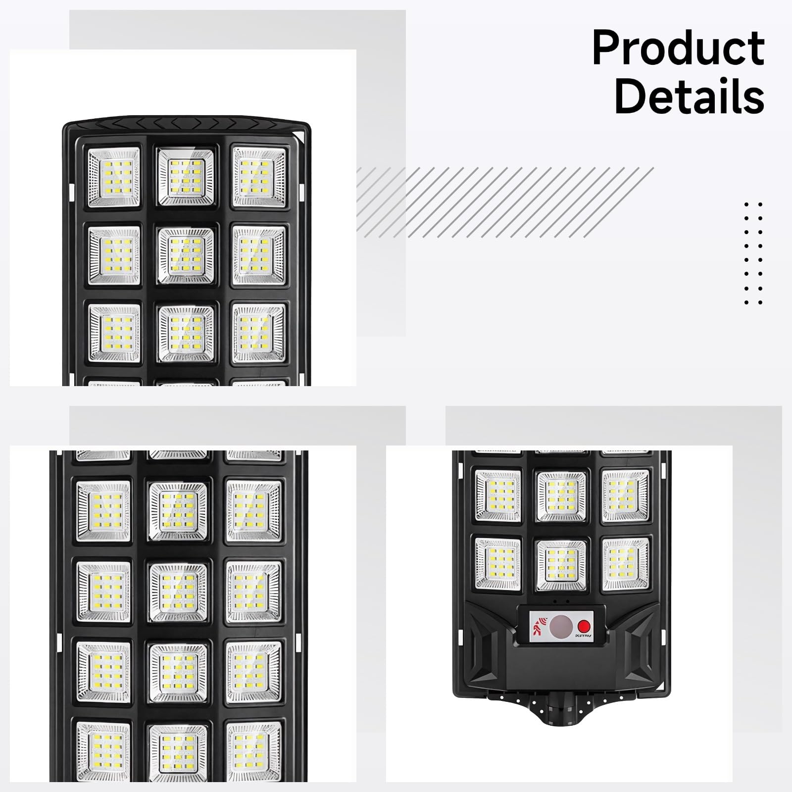 Zewnętrzne solarne lampy uliczne, wodoodporna trójstronna lampa LED, 240 diod LED, pilot zdalnego sterowania, certyfikat IP65