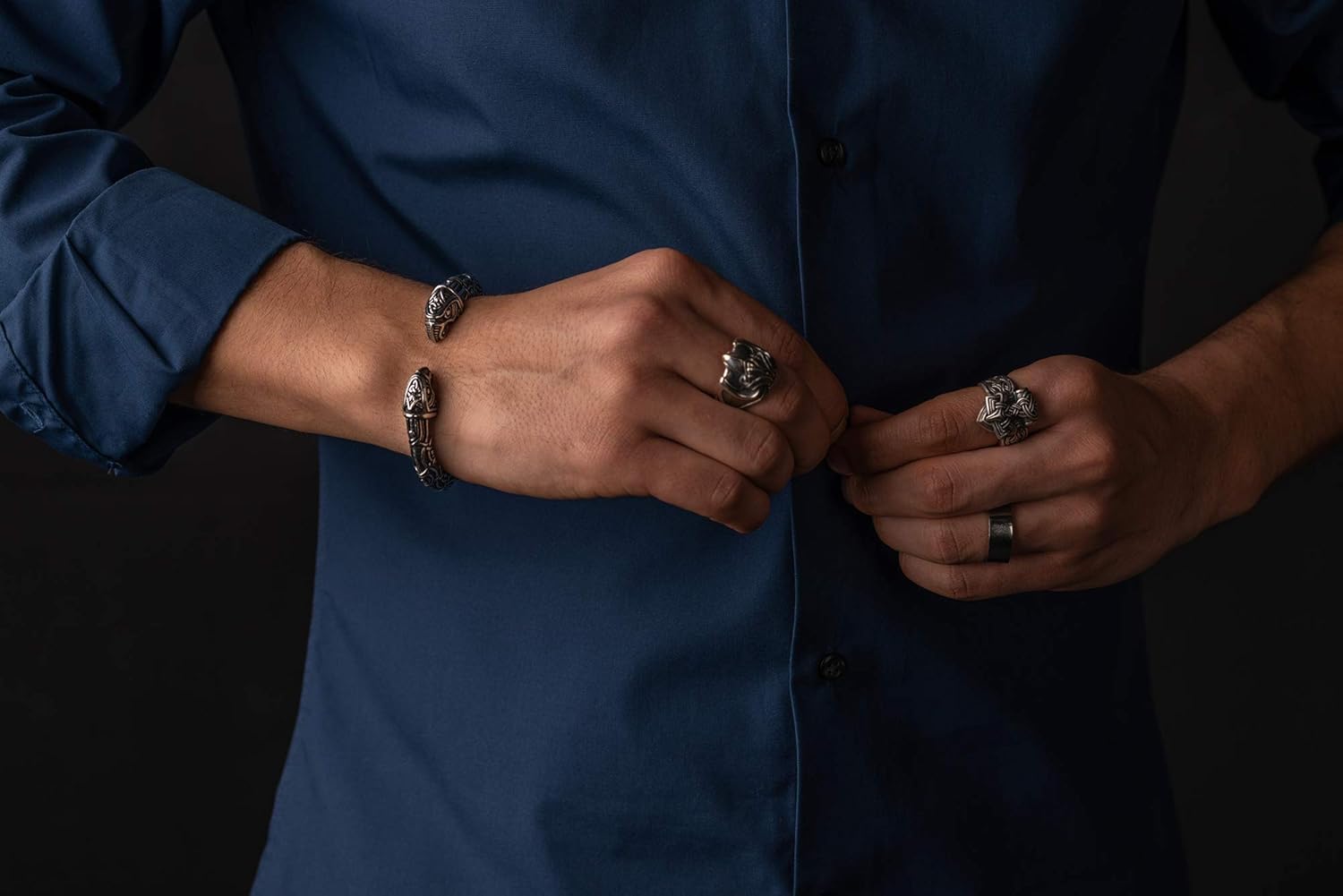 PAKABONE Viking Bracelet - Nordic Metal Arm Ring with Odin's Ravens - Scandinavian Design - Norse Jewelry for Men Women - Image 8