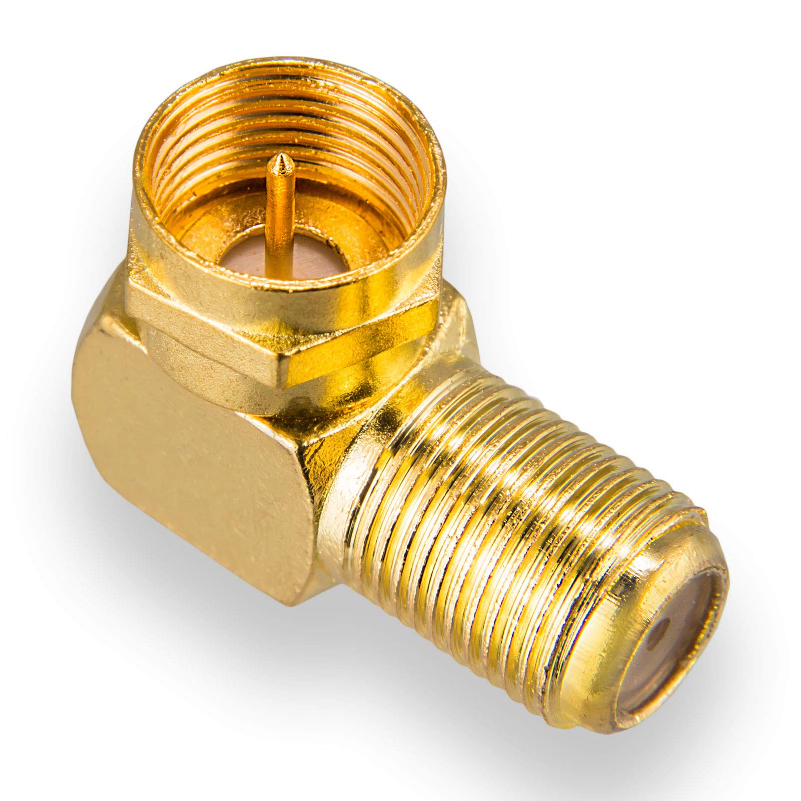 Adattatori Angolari Sat 90&deg; DeleyCON - Set 2 Pezzi, Placcati Oro, Per Cavo Coassiale F