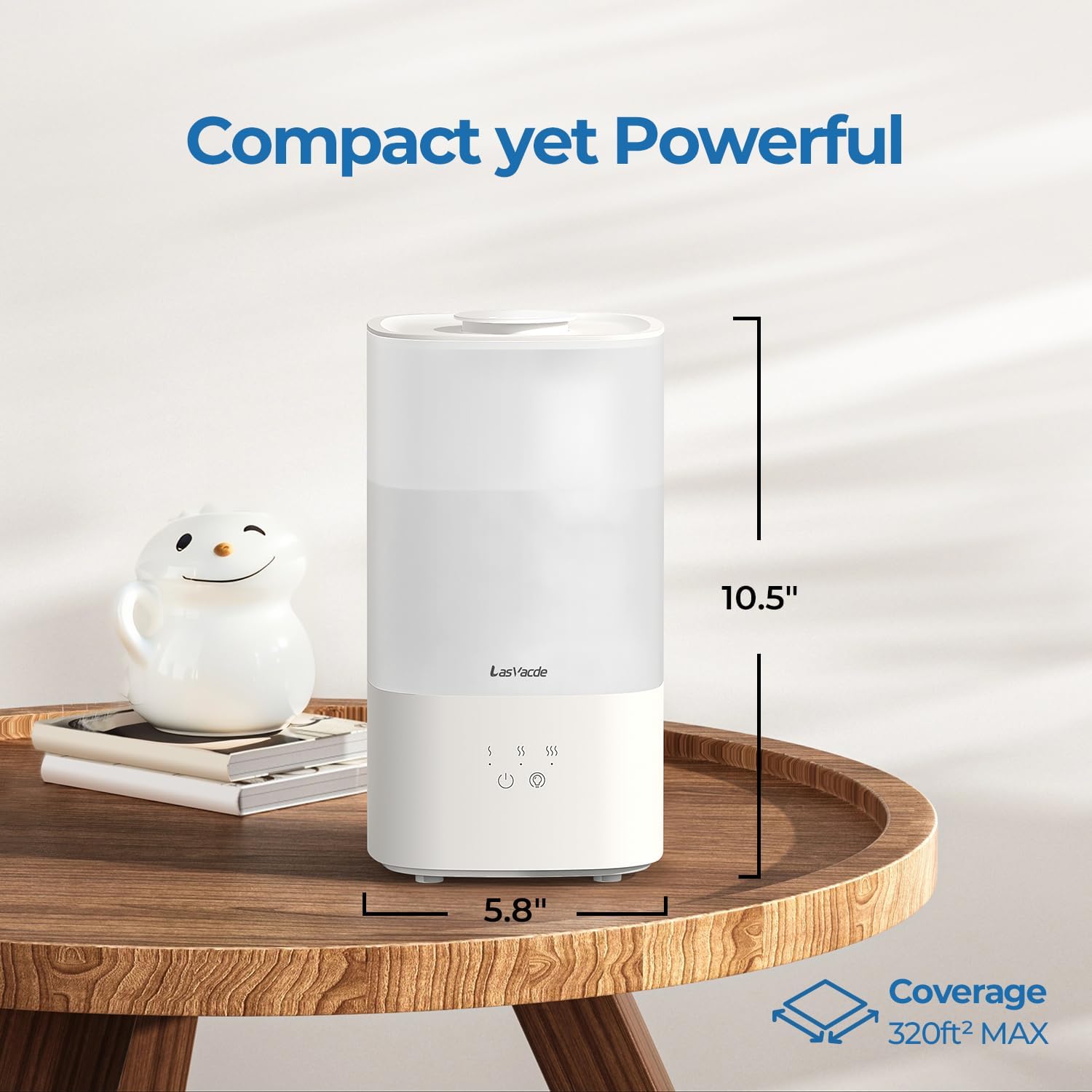 2.5L Humidifiers for Bedroom, Top Fill Cool Mist Humidifiers for Large Room, Easy to Fill & Clean, 30H Runtime, 28dB Quiet Air Humidifier for Plants, Baby Nursery with Night Light