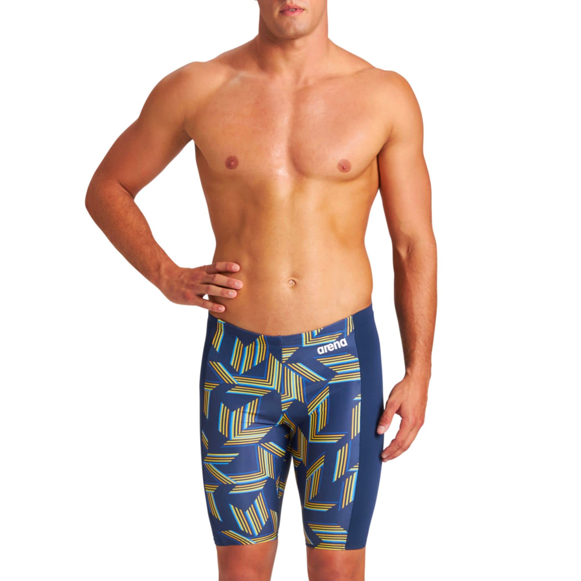 ARENA Puzzled Athletic Swim Jammers for Men Competitive Racing, Training, Quick Dry, Compression, Chlorine Resistant Swimsuit