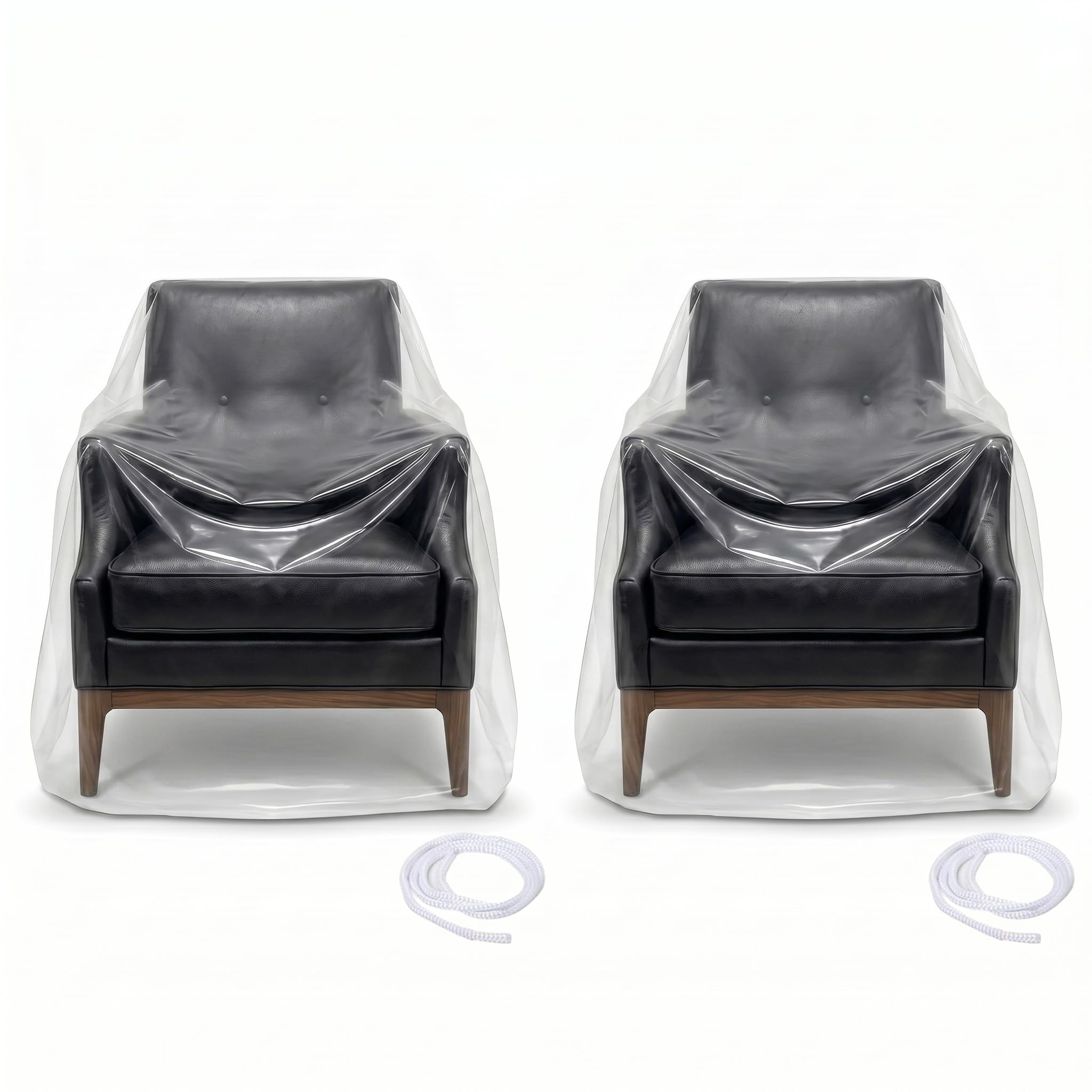 Lot de 2 housses de canapé en plastique épais, imperméables et transparentes pour canapé sectionnel en forme de L (370,8 cm/3,7 m