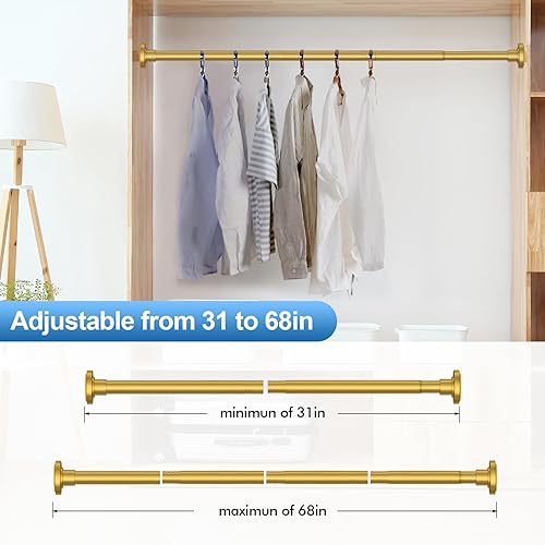 Vista 79 de Barra de cortina de ducha negra de 31 a 92 pulgadas, barra telescópica de acero inoxidable ajustable de 1 pulgada de diámetro, fácil de instalar,