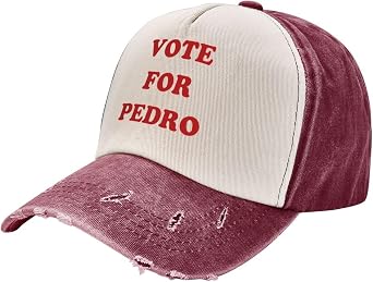 Vote Pedro for 2024 Hat Vintage Adjustable Baseball Cap Cotton Dad Hat Trucker Hat for Women Men,Dark Red