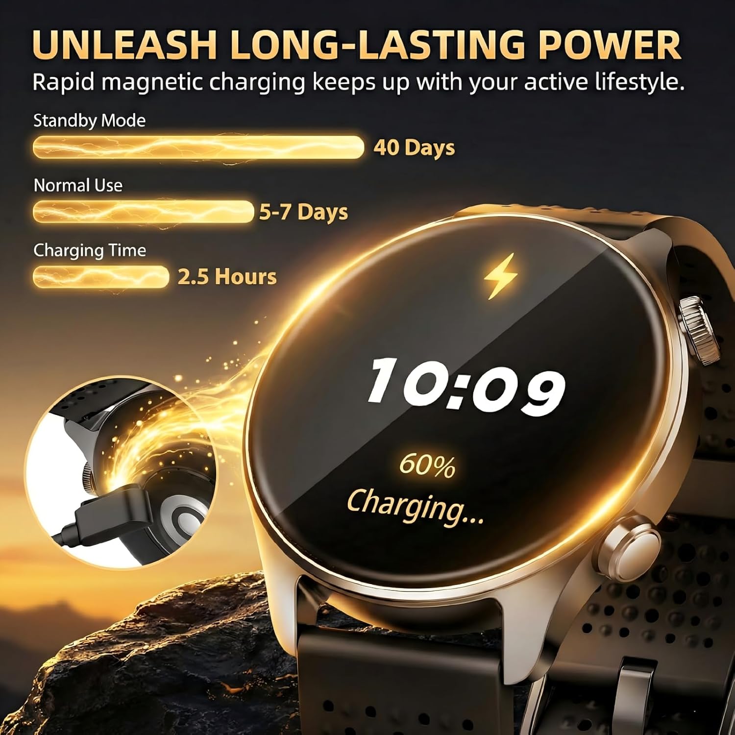 Smartwatch for Men with GPS 1.43" AMOLED Display, 3ATM Waterproof Health Watch Heart Rate/Sleep Monitor, 100+ Sport Modes Meditation/Fitness Tracker Watch Compatible with iOS Android, Blue - Image 5