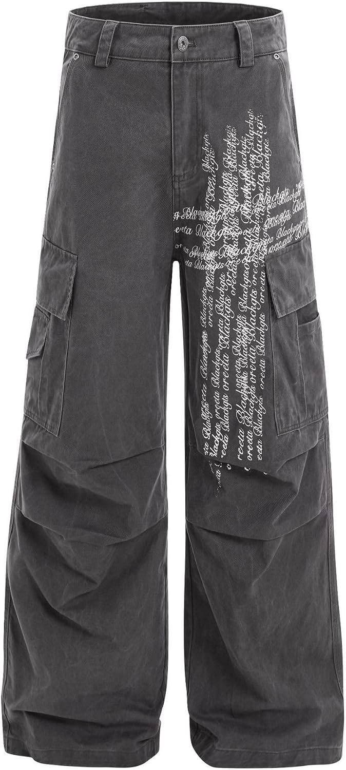 Women's Cargo Pants French Street Style Couple Vintage Pleated Casual Work Pants for Women