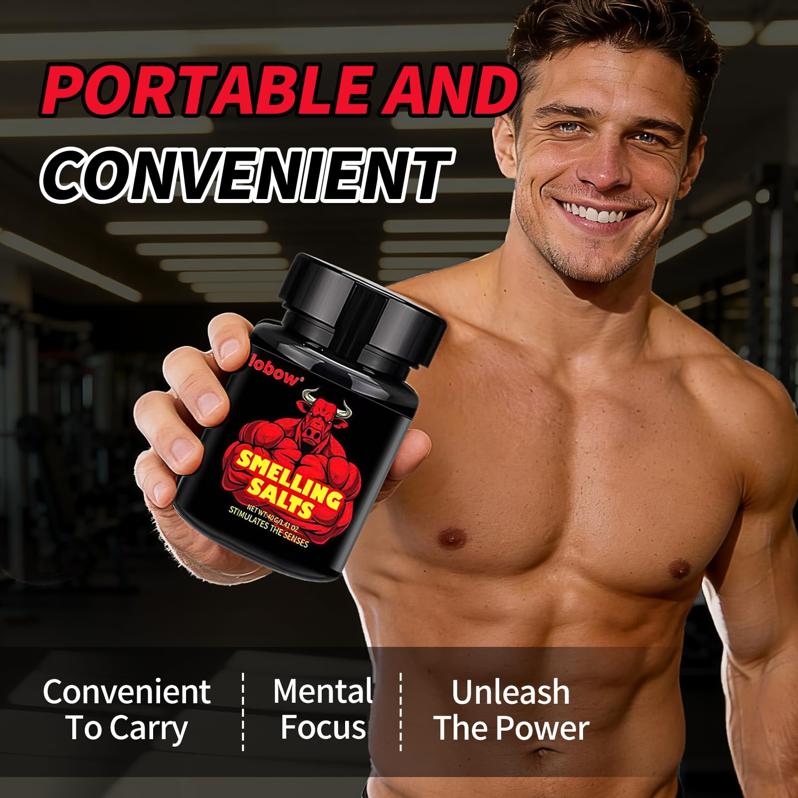 FIobow Smelling Salts for Athletes in Hockey, Potent Wake Up for Athletes in Weightlifting and Powerlifting, Activate Before Smelling, Instant Energy, Enhanced Focus & Motivation 40 g in 1 Bottle-NE1 — view 3