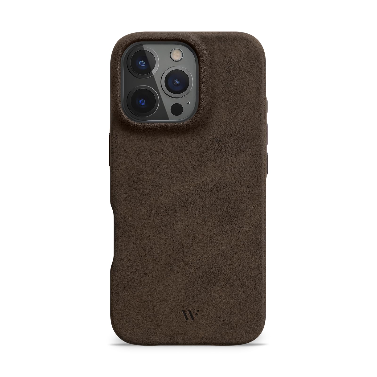 WIIUKA Hülle für iPhone 16 Pro, Leder aus Deutschland, Lederhülle extra Dünn, Premium Handyhülle, Case, Qi, skiin More, Vintage Braun
