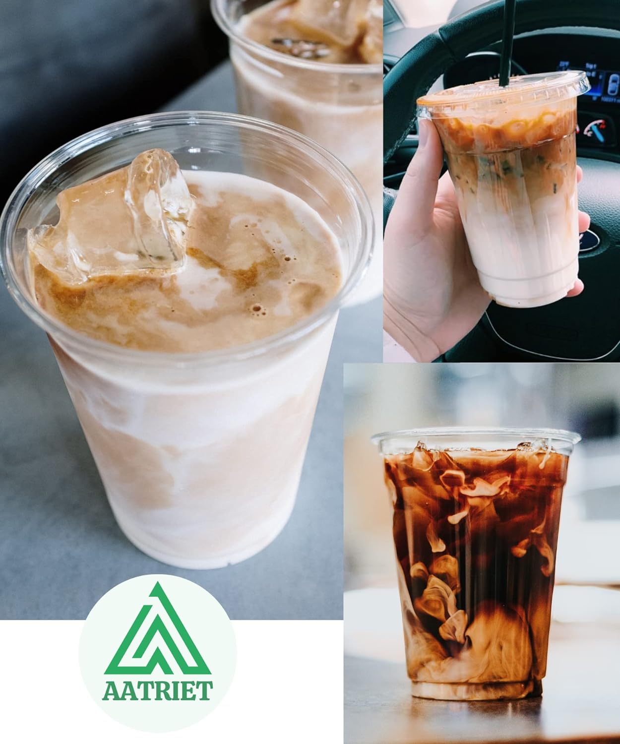 12 oz Clear Plastic Cups with Lids and Straws, Disposable Coffee Cups 25 Sets - Image 6