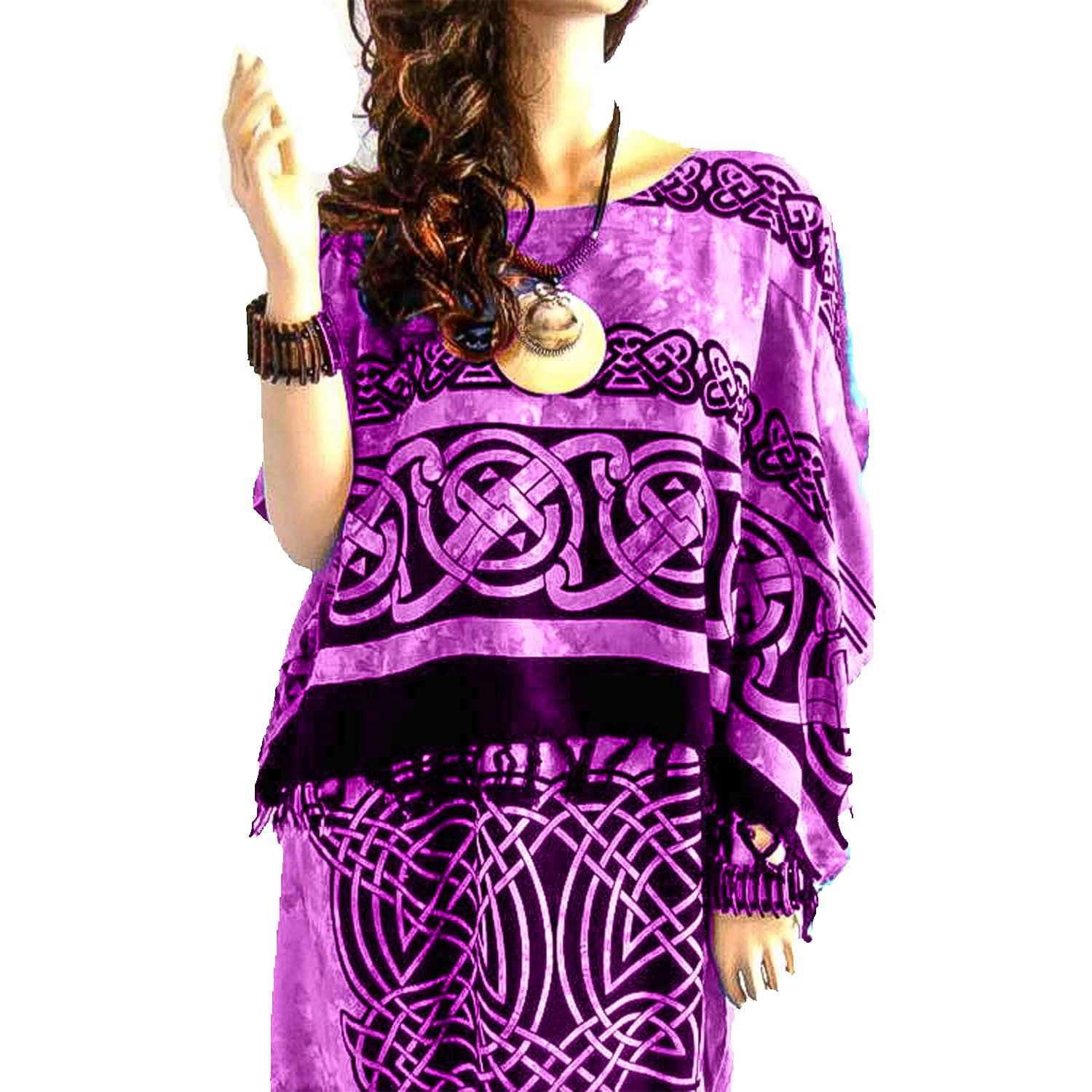 Cool Kaftans Women's Purple New Celtic Kaftan Caftan Dress Plus One Size Cool Soft (Xxl, Black)