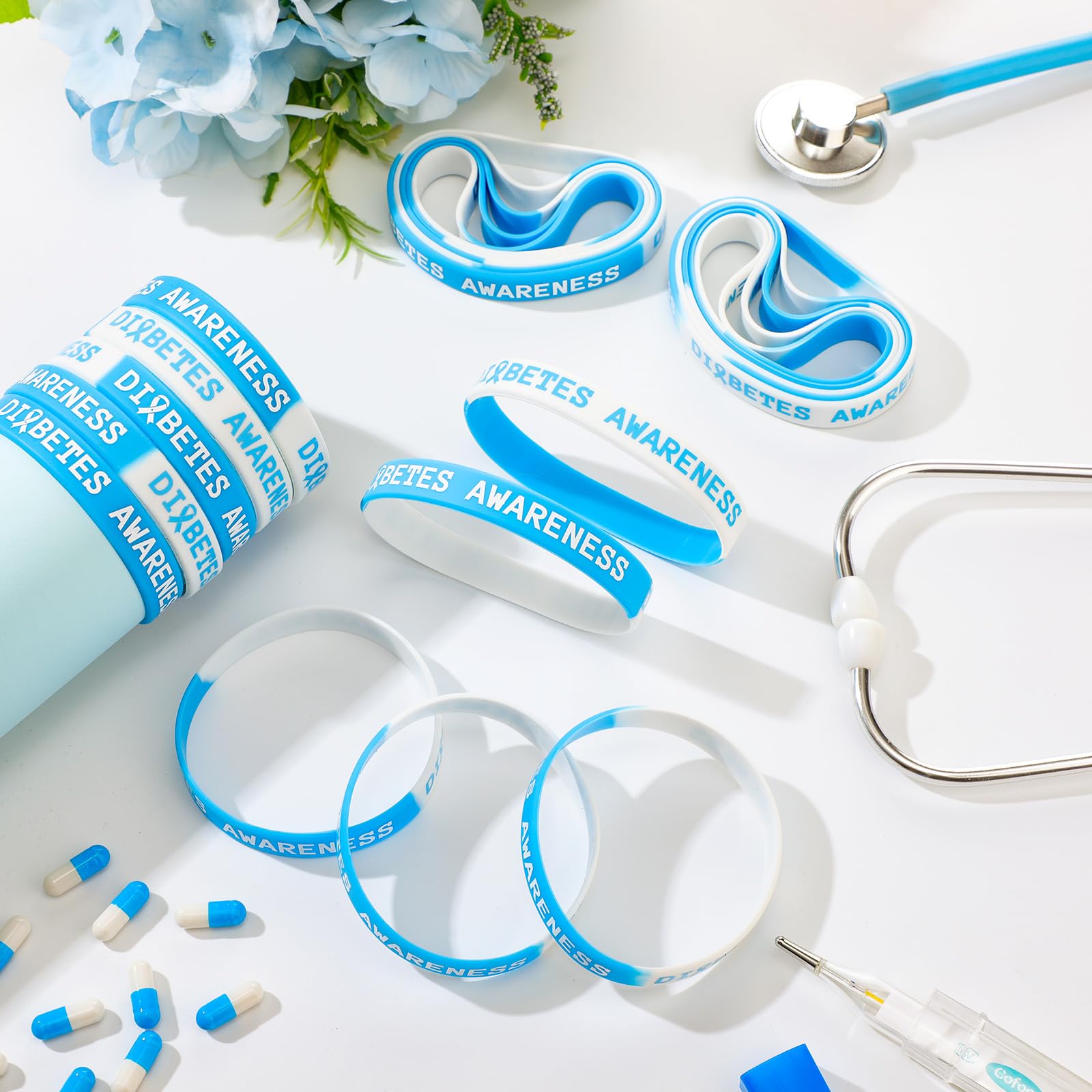 Silikon-Armband für Diabetes-Bewusstsein, Typ 1, Diabetes-Prävention, Gummi-Armbänder, Diabetiker, blaues Band, Stretch-Armband für Damen und Herren, gemeinnützige Wohltätigkeitsorganisationen,