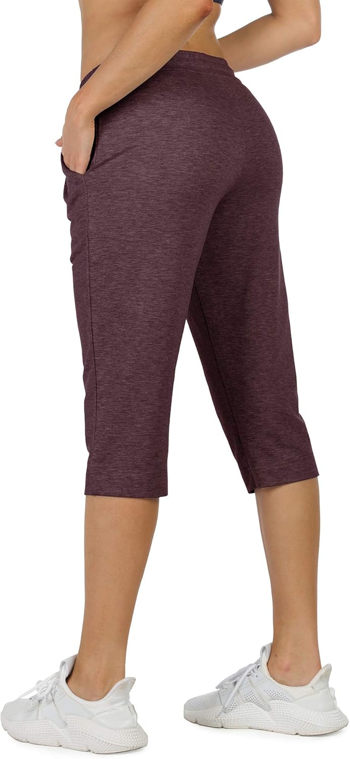 icyzone Capri Sweatpants for Women - French Terry Workout Cropped Joggers Athletic Lounge Pants with Pockets - Image 4