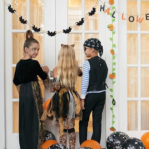 Miniatura 5 de Guirnalda de 2 piezas de Halloween, madera de Halloween, murciélagos de fieltro de Halloween, guirnalda de cuentas para decoración de Halloween,