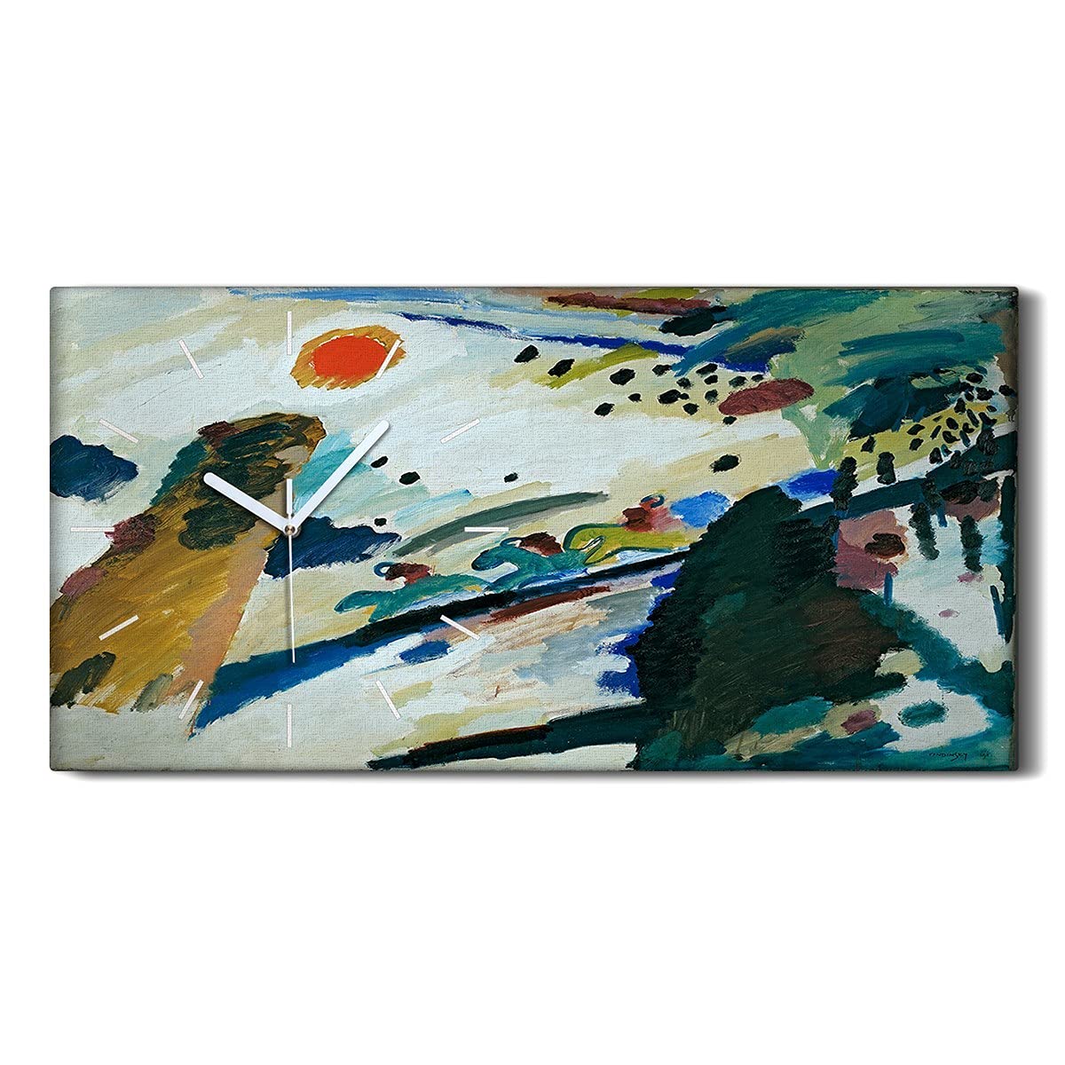Horloge sur Toile Salon Moderne avec Image Paysage Romantique sans Tic-Tac