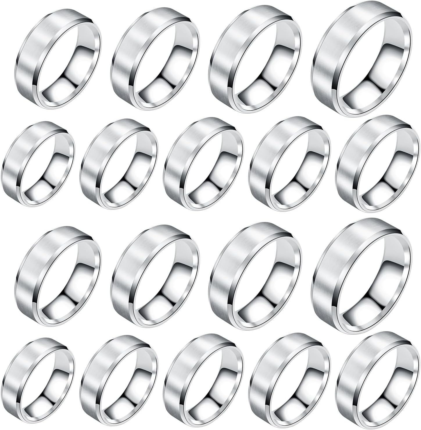18Pcs Stainless Steel Plain Band Ring Size 5-13 Blank Finger Ring Round Empty Ring for Jewerly Wedding Band Making, XQ086