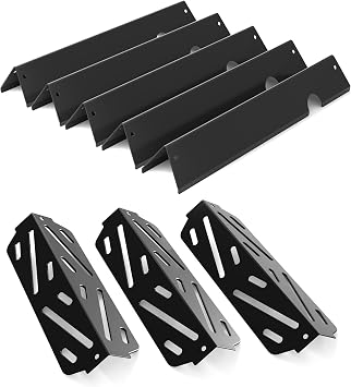 17-Inch Flavorizer Bars and Heat Deflectors Replacement for Weber Genesis 2, Genesis II E-310 E-315, Genesis II/LX 300 Series 2017 and Newer, Porcelain-enameled GS4 Grill Parts, 66032, 66040, 8-Pack