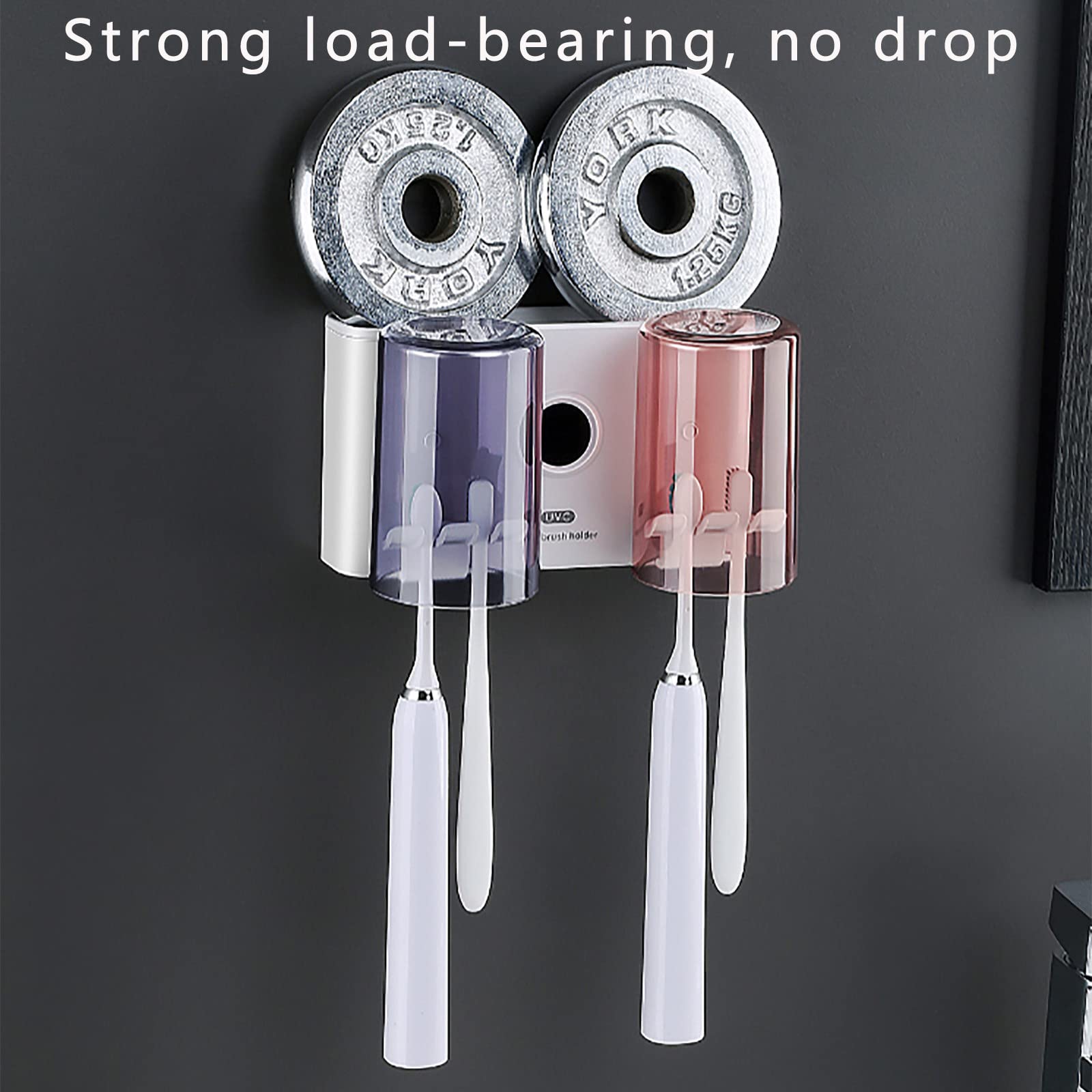 Porta Cepillo de Dientes, Soporte Cepillo de Dientes con Función Esterilizador, LED Estuche Cepillo Dientes con 4 Ranuras para Cepillos, Organizador Baño USB Recargable Blanco