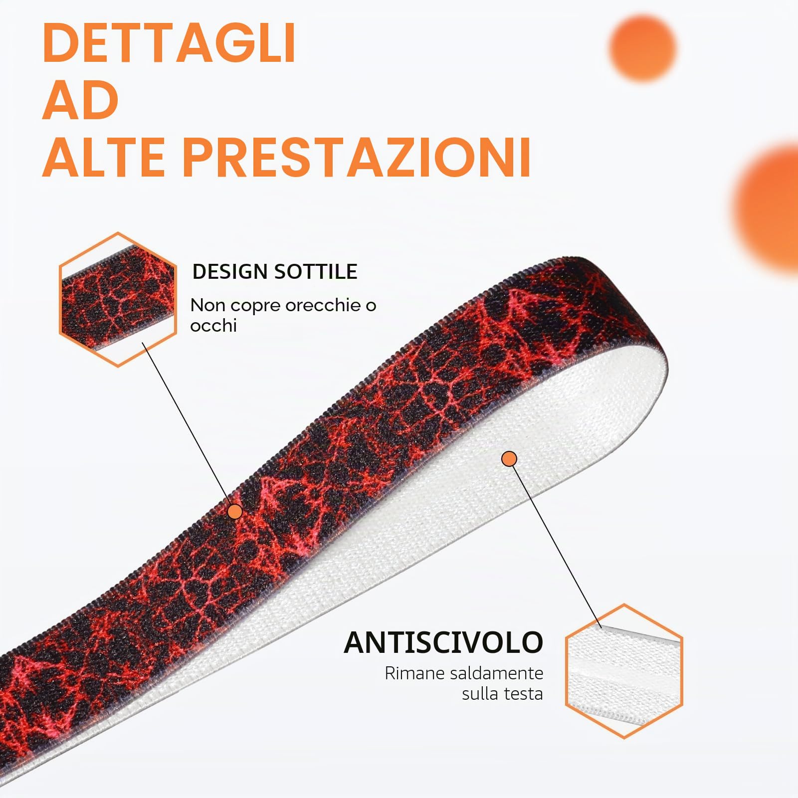 Blooms 5 Pezzi Fascia Sportiva Capelli Antiscivolo, Fasce per Capelli Uomo e Donna Fascia Elastico Capelli Sottile Antiscivolo Fascette Capelli per Sport Basket Calcio Yoga Fare Jogging Bicicletta