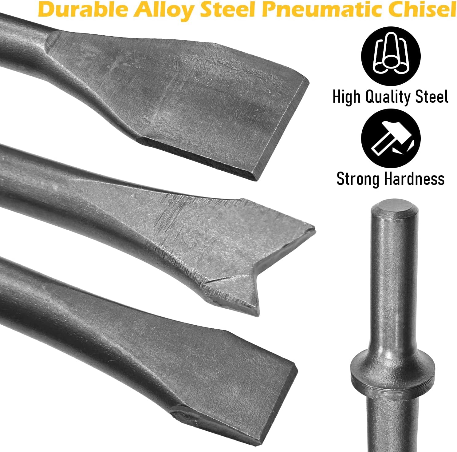 10Pcs Air Hammer Bits Set, Pneumatic Chisel Tools with Spring, Air Hammer Punch Chipping Bits for Tile Masonry Concrete Stone Demolition
