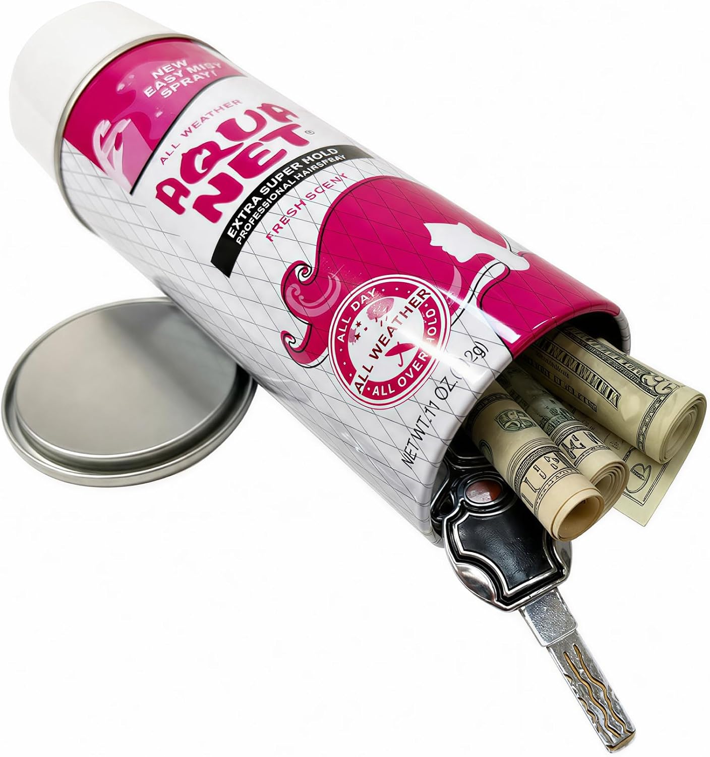 Aquanet Spray Diversion Safe Stash Can with Food Grade Smell Proof Bag with Hidden Compartment for Keys, Cash and Valuables