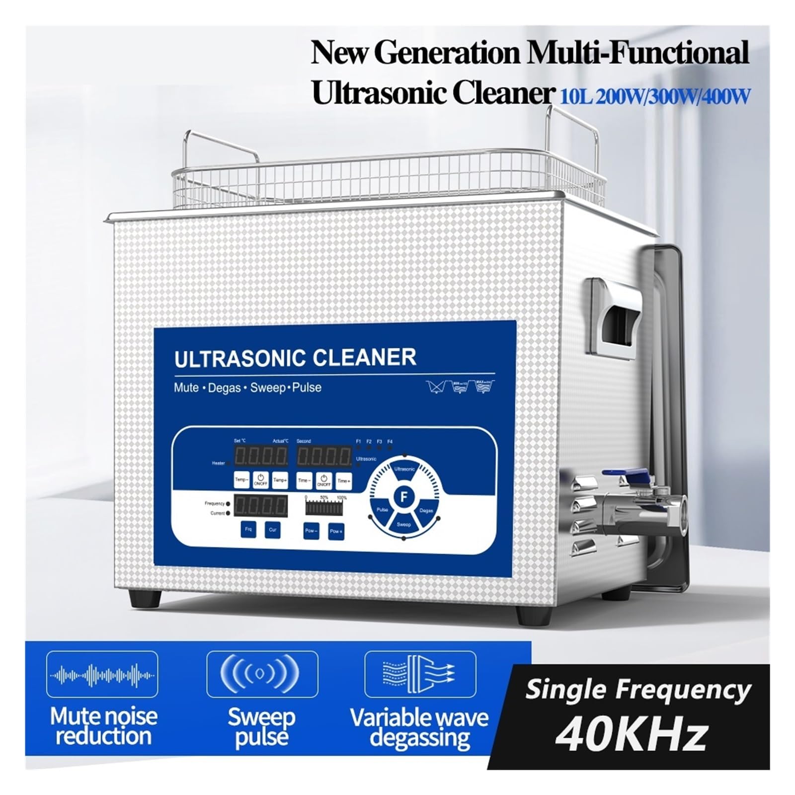 10L 200/400W Cyfrowy Ultradźwiękowy Środek Czyszczący 28/40/80/120KHz Częstotliwość Przemiatania Impuls Precyzyjne Narzędzia Laboratorium Pralka Super Wydajne Czyszczenie