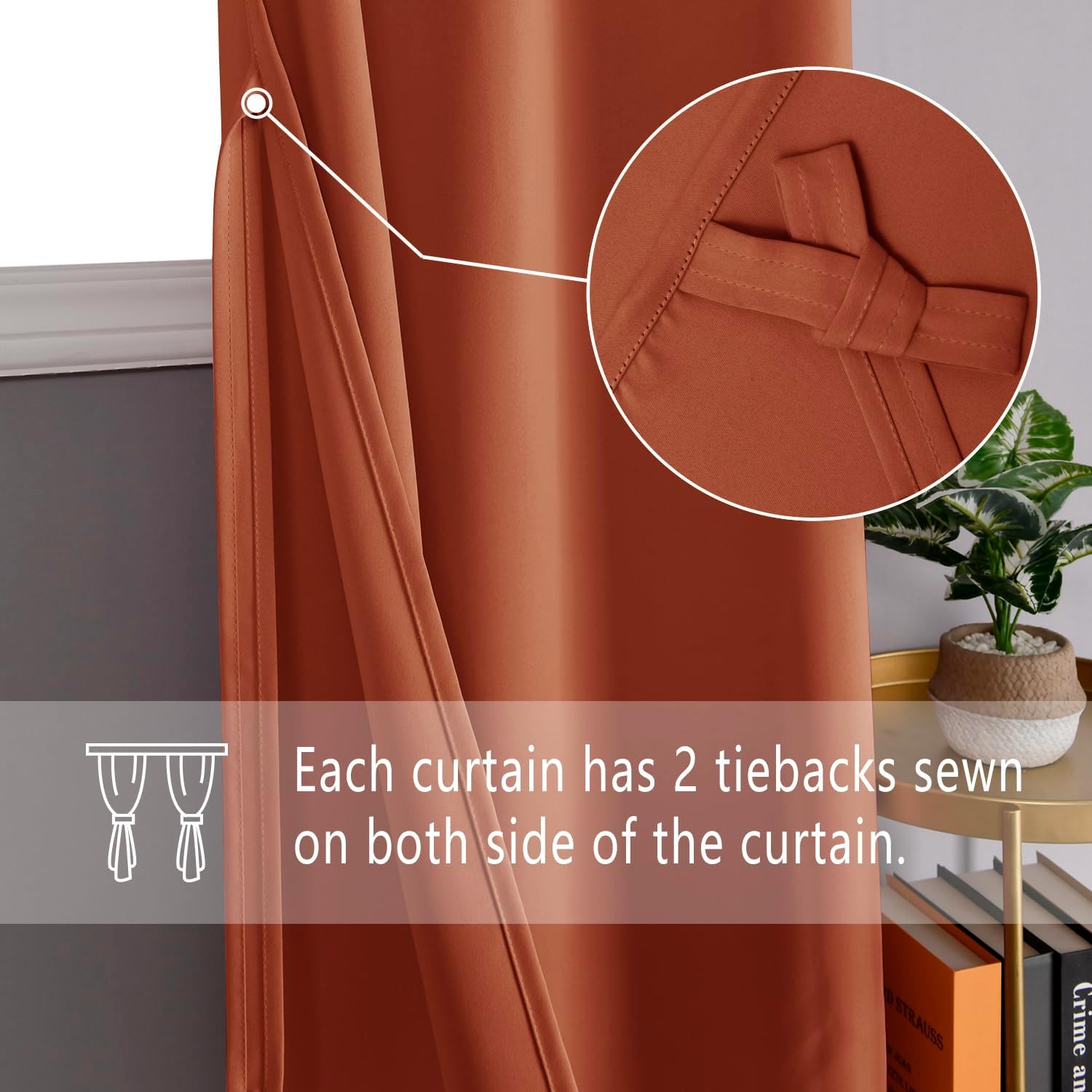 DWCN Fall Blackout Curtains for Bedroom with Tiebacks - Room Darkening Privacy Grommet Top Window Curtains for Living Room, 70 x 84 inch Length,Caramel,Set of 2 Panels