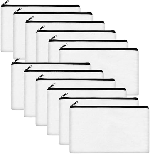 Miniatura 23 de Legigo Bolsa de Lona en Blanco con Cremallera Estuche Bolsas de Maquillaje a Granel - Estuche de Lona Multiusos para Lápices con Cremallera