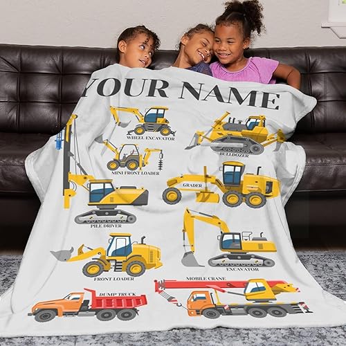 Miniatura 5 de Mantas personalizadas para niños con camiones, mantas con nombre personalizado para niños, niñas, familia, bebés, regalos personalizados para el