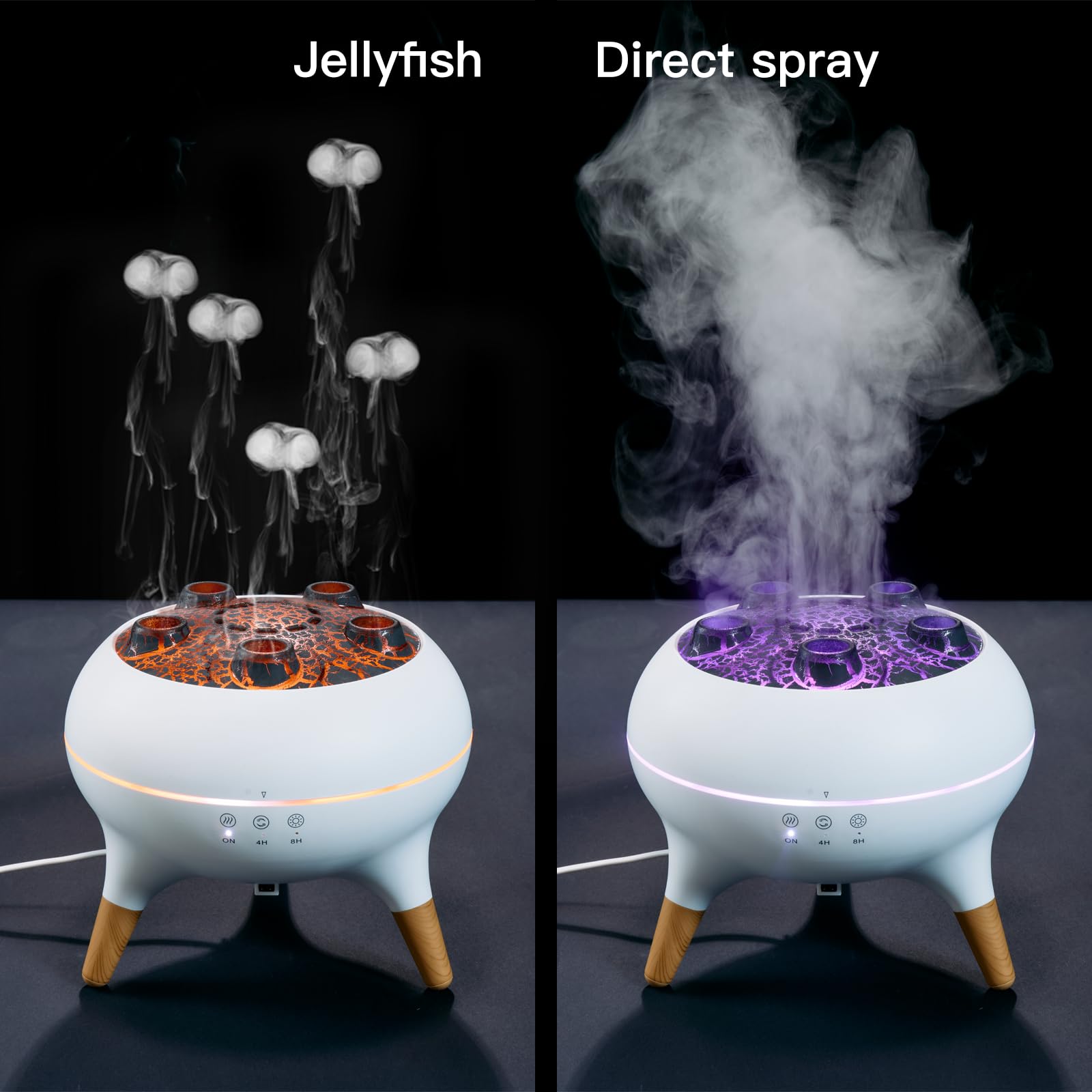 Dyfuzor olejków eterycznych, 250 ml, dyfuzor meduzy, wulkan, nawilżacze powietrza, dynamiczny odbiór dźwięku, ultradźwiękowy, aromaterapia, pilot zdalnego sterowania, 7-kolorowe światła, do