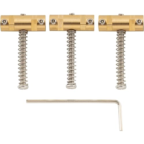 Musiclily Ultra 10.8mm Guitar Compensated Brass Bridge Saddles Barrel Saddles for Telecaster Tele Electric Guitar, Original Color with Nickel Screws (Set of 3)
