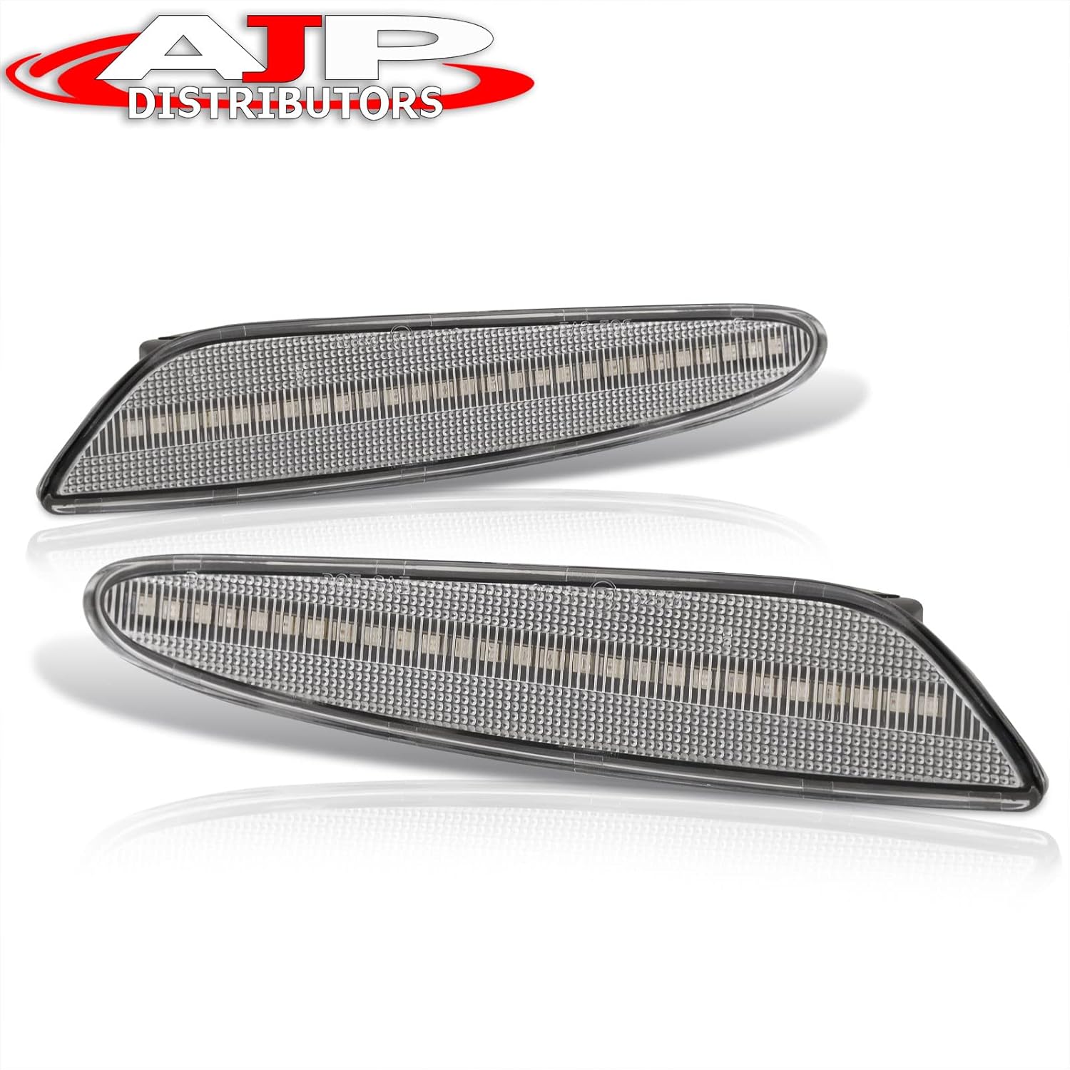 AJP Distributors Clear Lens Amber LED Front Bumper Side Marker Lights Lamps Set Signal Reflector Assembly Compatible/Replacement For E320 E350 E500 E55 AMG W211 E-Class 2003 2004 2005 2006 03 04 05 06