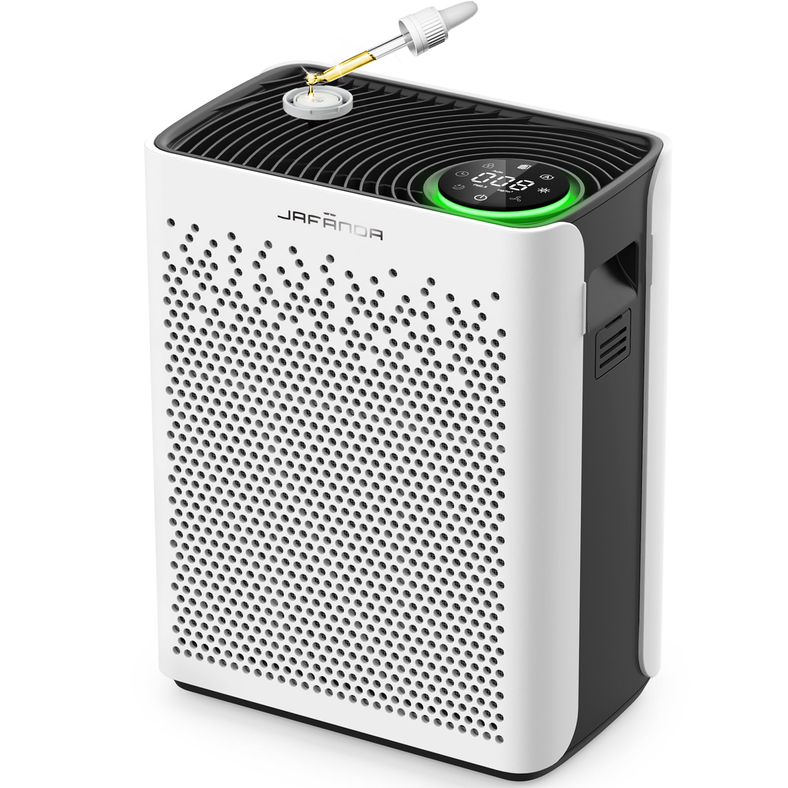 Jafanda JF280 Luftreiniger für Schlafzimmer/Raucherzimmer/Staub & Allergiker– 20dB Schlafmodus, Automatik, – AHAM-Geprüft, H13-HEPA-Filter mit Echtzeit-PM2.5-Anzeige, CADR 153CFM