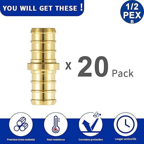 Miniatura 3 de Lidertik PEX Fittings - Conector de acoplamiento recto de 12 pulgada, PEX F1807 de 12 pulgada a 12 pulgada PEX F1807 de latón