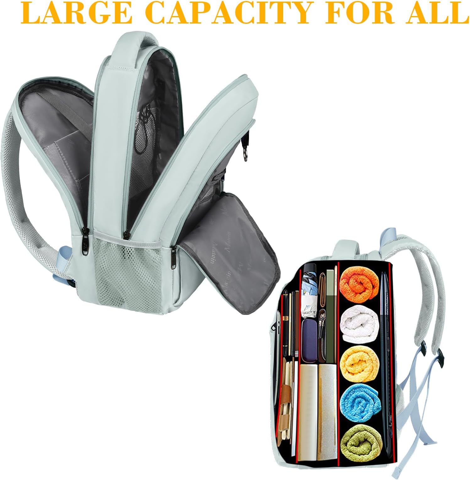 MATEIN Travel Backpack, Lightweight School Bag for Girls Boys Secondary School Water Resistant 15.6 Inch Causal Backpack for Middle High School Unisex Book Bags Teenage Rucksack, Light Blue