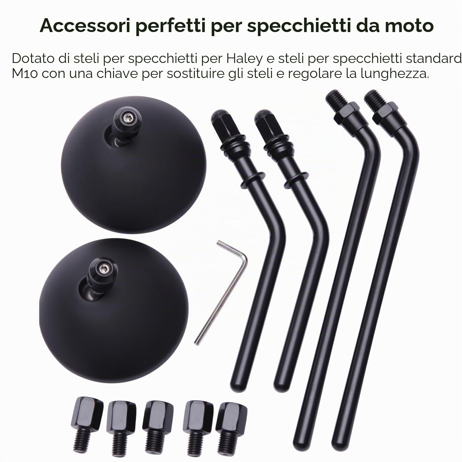 DREAMIZER Specchietti Retrovisori Rotondi da 3'', 8mm 10mm CNC Specchietto Retrovisore Universale Compatibile con Harley Sportster 883 1200 Softail Dyna Cafe Racer Cruiser Bobber Scooter E-Bike