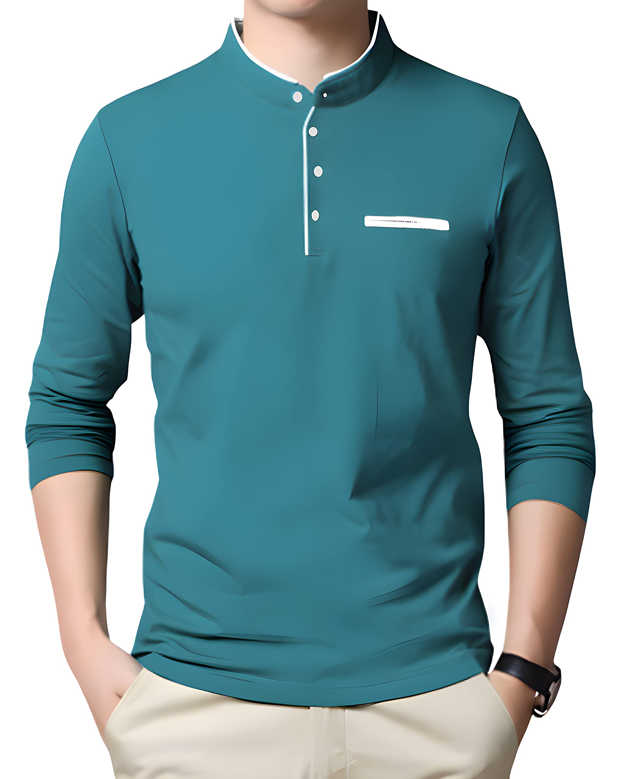 ausk Men's Cotton Henley Neck Full Sleeve Solid Regular Fit T-Shirt-picture-21