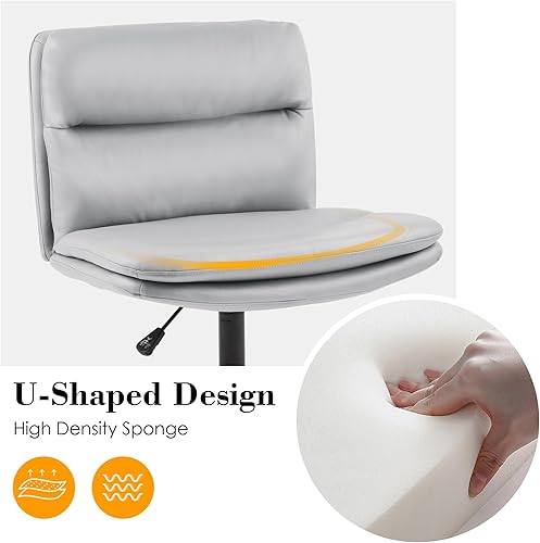 Miniatura 3 de GOTMINSI Silla de oficina con patas cruzadas, sillas de escritorio sin brazos, sillas de tocador modernas giratorias con cojín grueso, silla de