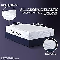 Vista 4 de Protector de colchón impermeable y funda de almohada, tamaño individual, incluye 1 protector de almohada con cremallera y 1 juego de funda