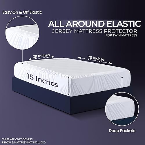 Miniatura 4 de Utopia Bedding Juego de protectores de colchón impermeables, juego de sábanas tamaño individual con bolsillo profundo, suave y transpirable, incluye
