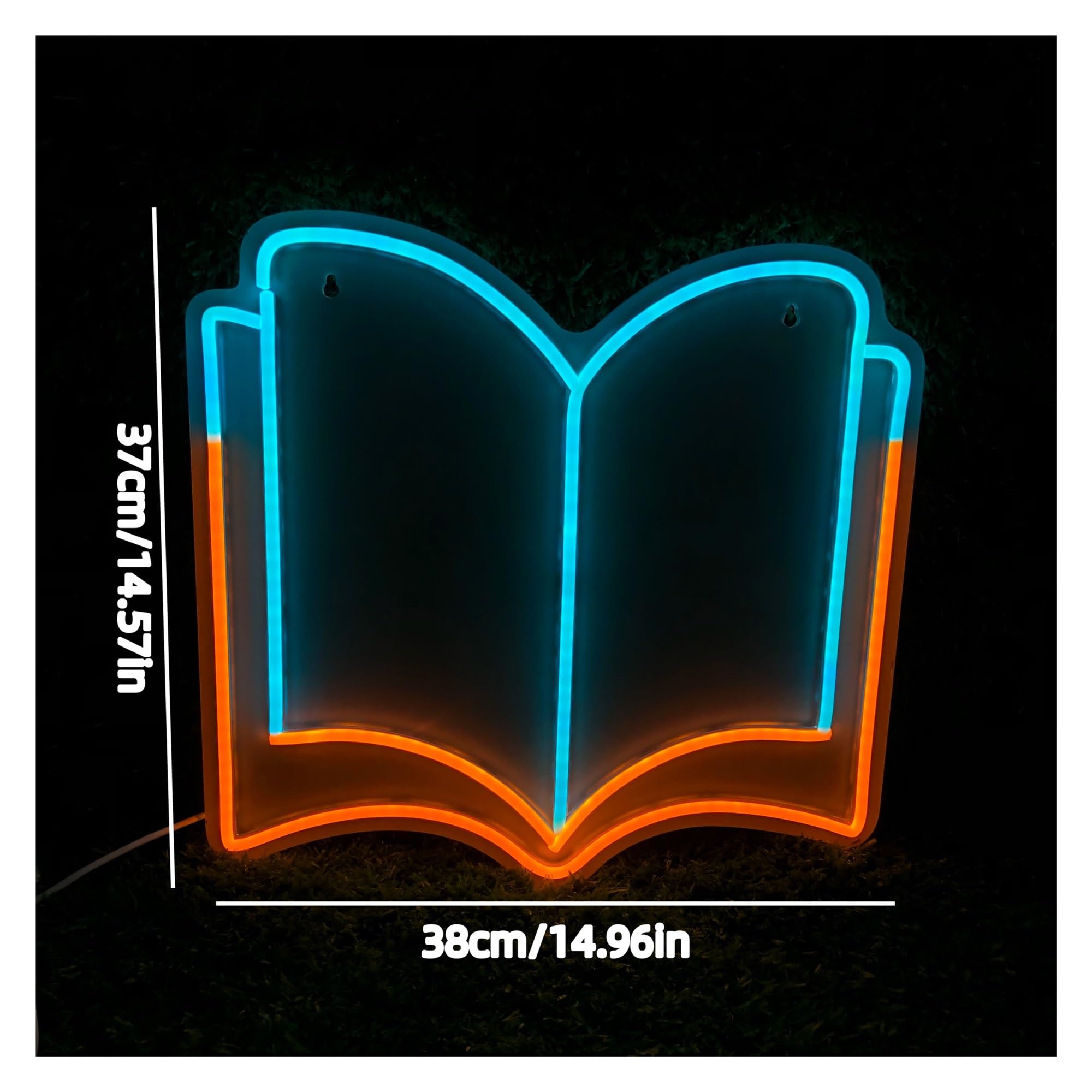 Luces de neón Letrero De Neón De Libro Abierto, Luz Regulable Con Alimentación Por USB Para Sala De Estudio, Aula, Biblioteca, Dormitorio, Decoración 38cm