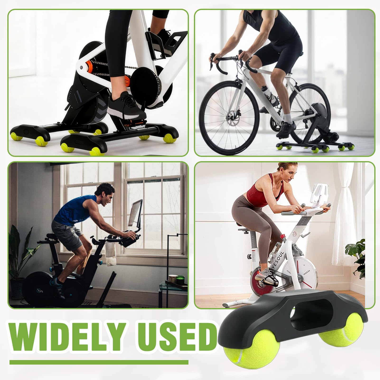 MeYuxg 4 Pieds Rocker Plate Feet avec 8 Balles de Tennis,Adaptateur de Pieds de Bascule à vélo à l'intérieur, Rocker Plate Feet Portable pour Wahoo Kickr Core 2,Home Trainer,Zwift Ride