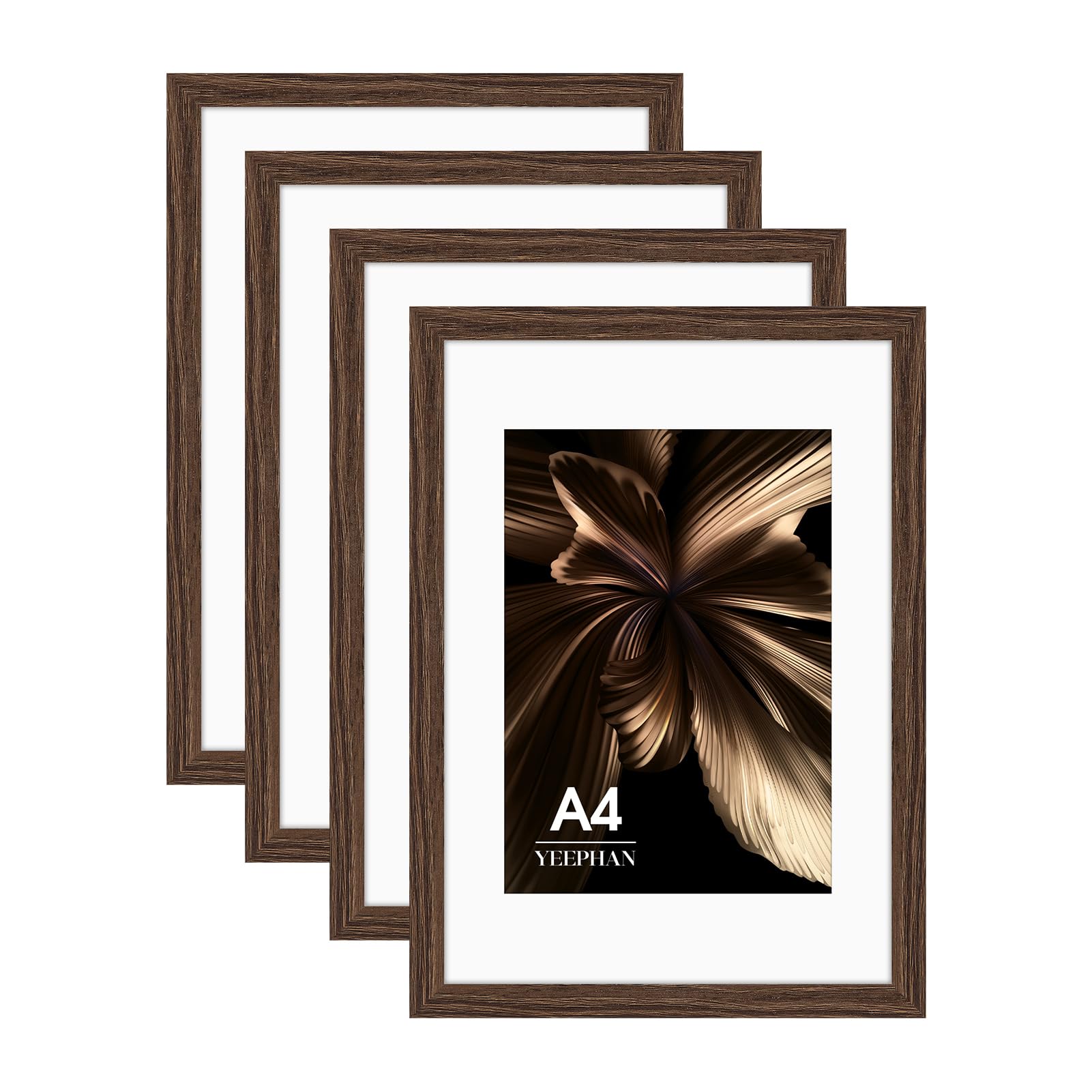 A4 Picture Frame - A4 Frames with Mount for A5 Prints, Brown