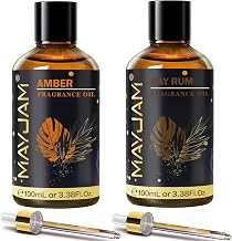 MAYJAM Amber Fragrance Oil Bundle with Bay Rum Fragrance Oil 100ML, Premium Grade Essential Oil for Diffusers for Home, Long Lasting Scented Oils for DIY Bath Bomb Soap Candle Making