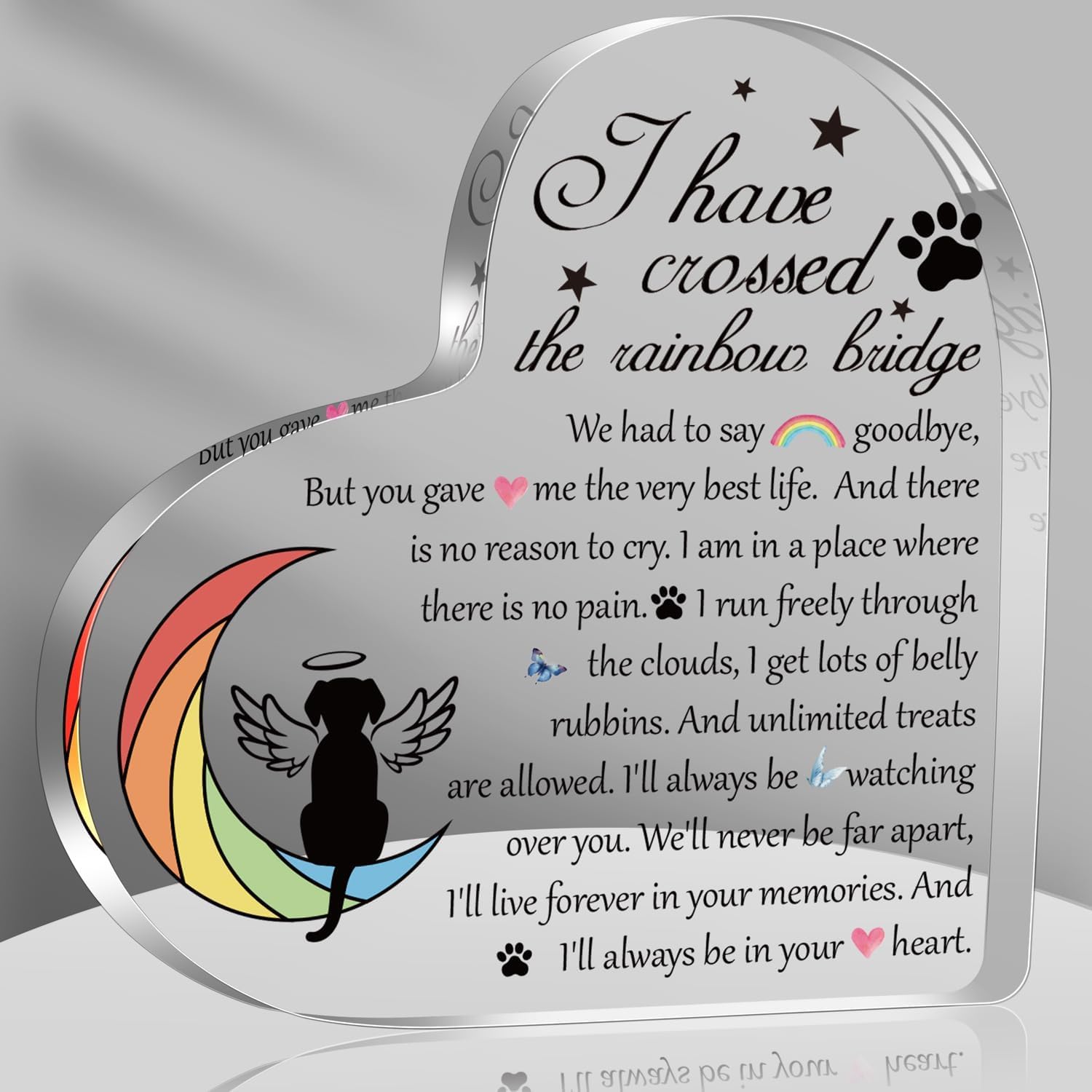 Kisoyo Women's Sign-17 Pet Memorial Rainbow Bridge Acrylic Gifts For Condolences Gifts For Pet Loss Remembrance Keepsake, Sympathy Gifts For Loss Of Dog Cat (I Have Crossed The Rainbow Bridge)