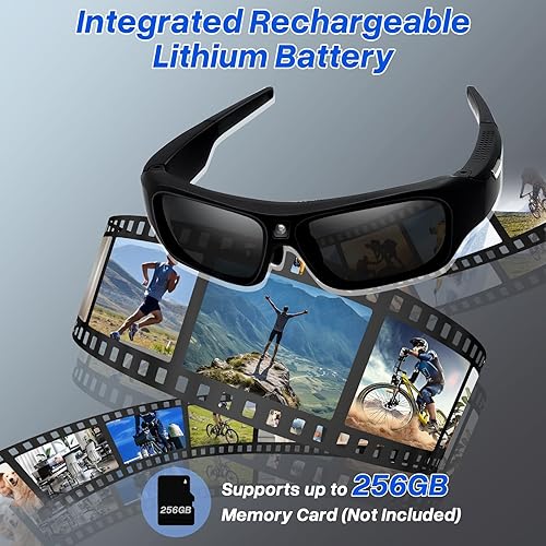 Miniatura 5 de Gafas con Cámara HD 4K Gafas de Sol con Cámara de Video, Gafas Inteligentes con Cámara para Hombres y Mujeres, Cámara de Acción con Protección UV400