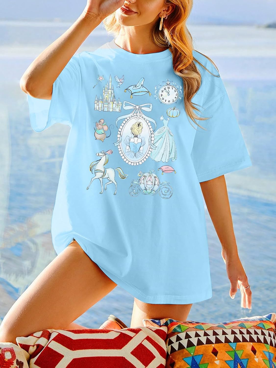 Oversized Magical Shirt Women Princess T-Shirt Magic Kingdom Shirts Family Vacation Castle Tee Tops - Image 3