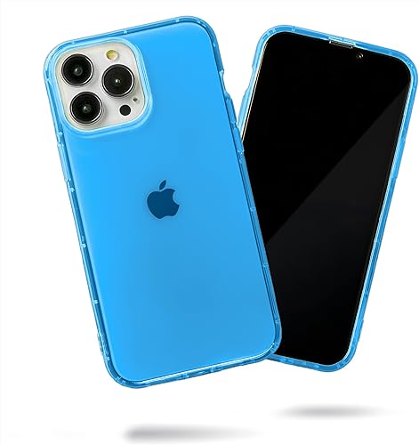 SteepLab Funda con resaltador de neón para iPhone, funda Grippy Jelly con bolsillos protectores de aire (azul azul celeste, iPhone 13 Pro Max)