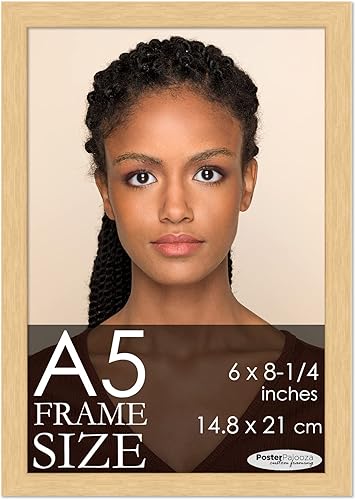 Poster Palooza Marco A5 natural moderno minimalista  Marco de madera de 6 x 8.25 pulgadas  Marco de fotos de madera moderna A5 para obras de arte o