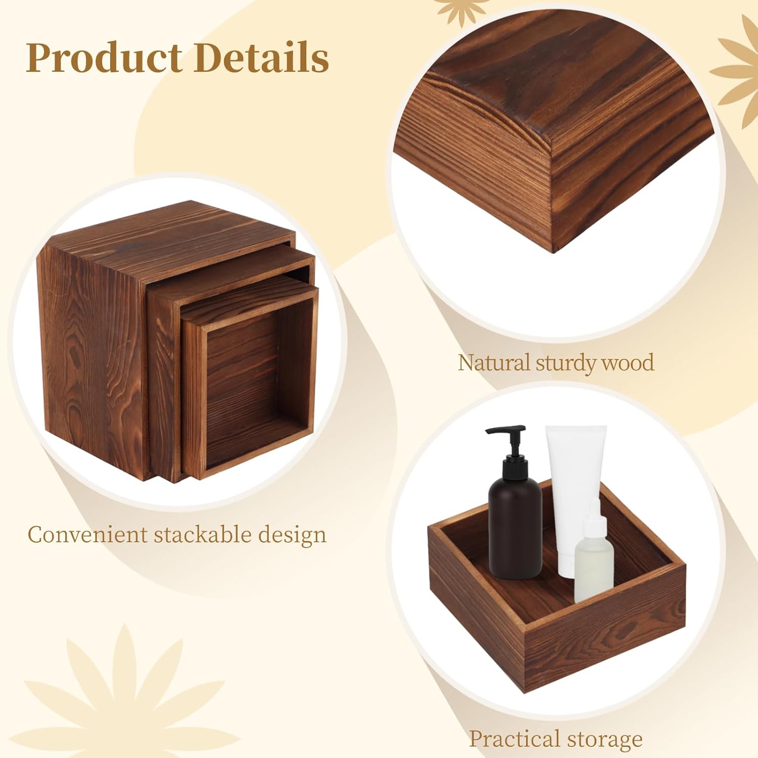 OMISTAR 6 Pcs Wooden Risers Display Stands Set - Rustic Wood Cake Stands, Nesting Display Blocks, Assorted Size Wood Display Shelf for Party Decorations, Jewelry, Figures Collection